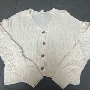 Aeropostale Women's White Button-Up Cardigan